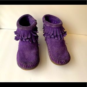 Minnetonka Purple Toddler Double Fringe Boots Size 6